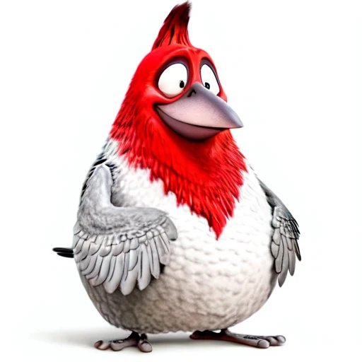<lora:BirdMovie:0.7> Pedro, male, red crested cardinal, best quality, masterpiece, smile, full body, standing, detailed, fluff, feathers, grey feathers