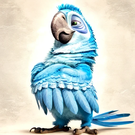 Rio movie, mimi, solo, female, bird, avian, spix macaw, blue feathers, (feral), jungle landscape, looking at viewer, (back shot), (exposing crotch), ((cloaca), exposing cloaca, cloaca on crotch), Seductive, bedroom eyes, tail feathers, (lifting tail), anatomically correct