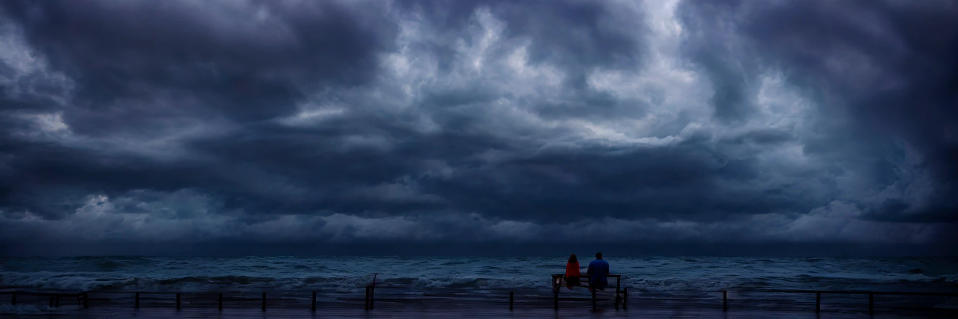 Sitting on a pier during a hurricane.