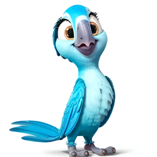 <lora:BirdMovie:0.7> Bia, female, spix macaw, best quality, masterpiece, smile, full body, standing, detailed, fluff, feathers