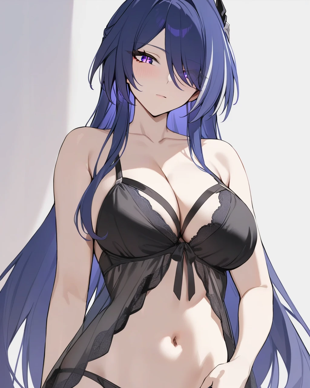 Cartoon close-up of a woman in a black bikini