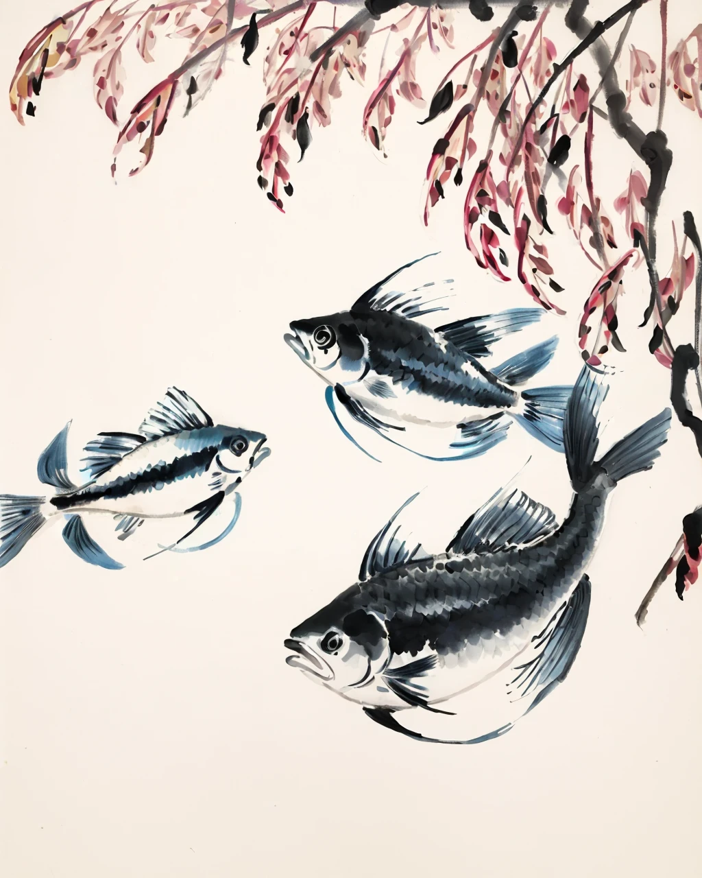 best quality,masterpiece,highly detailed,ultra-detailed,
<lora:neg4all_bdsqlsz_V3.5:-1>, fish, leaf
<lora:Qi Baishi:1>qi baishi, no humans, simple background, animal focus, animal, leaf, plant, painting \(medium\), scenery, still life
