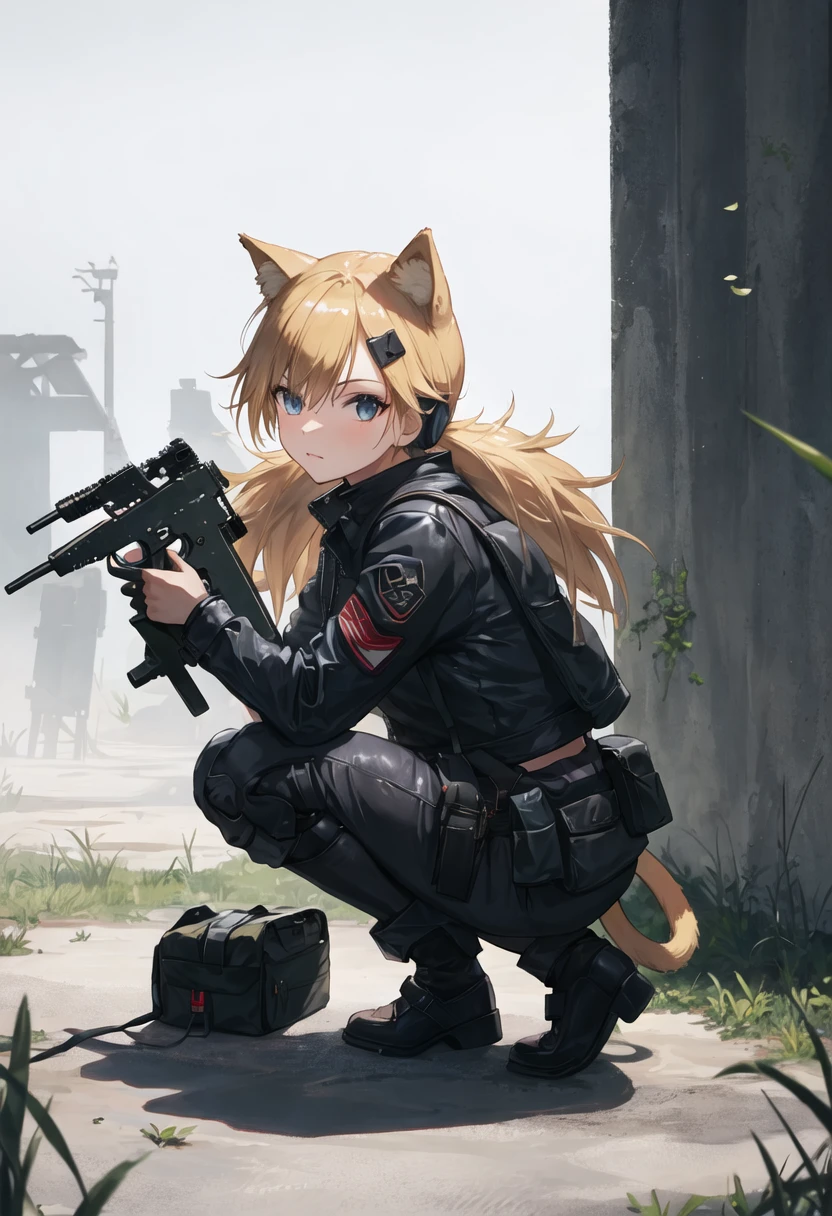 {safe:1.10}, best quality, masterpiece, highres, solo, {idw_girlsfrontline:0.90}, squatting, cowboy_shot, looking at viewer