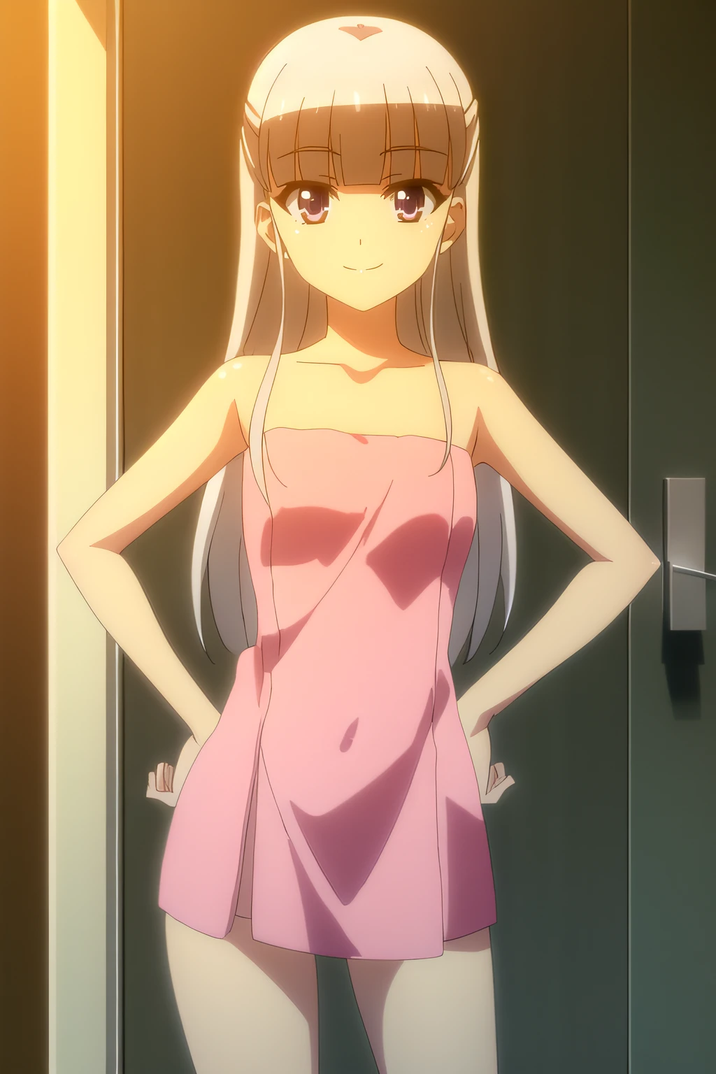 8k, beautiful and detailed, warm lighting, 1girl, souryuu asuka langley, (maxi dress, dress lifted, white cotton underwear), full body, ((small narrow hips)), mischievous look, sly smile, angry eyes, fancy restroom, stockings, small frame, jewelry, tease, skinny, long legs,