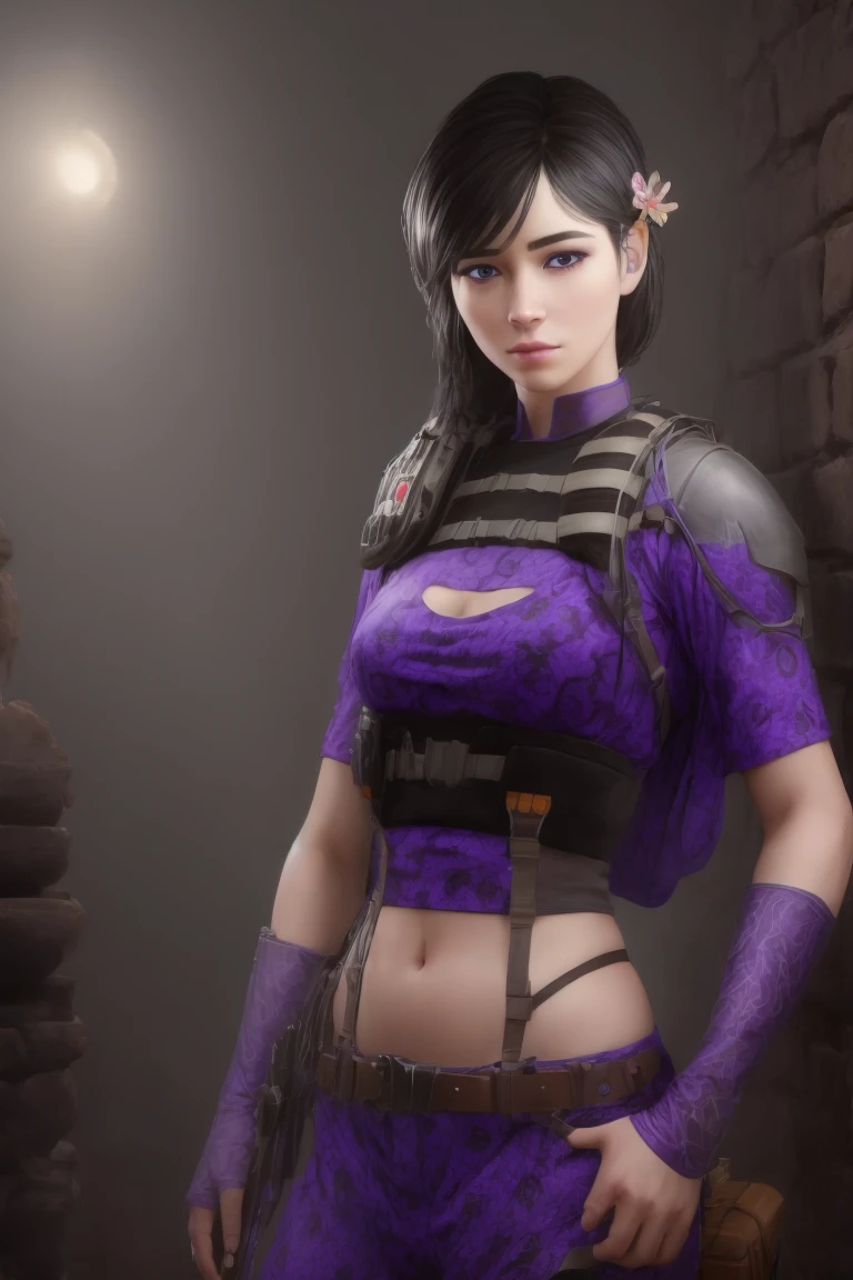 realistic, masterpiece, profesional image trending on artstation of 1 gilr Aruni, <lora:Aruni_from_Rainbow_Six_Siege:0.85> 1girl, aruni , purple eyes, slender, small breasts, black hair, flower in hair, scar on face, ((total naked)), sexy , Standing with one hand on the hip and the other hand on the chin, with a thoughtful expression on the face. , (((in dark dungeon background,))) perfect quality, rim lights, detialed, cowboy shot , perfect body proportions, realistic skin details BREAK, ultrasharp, ultradetailed, perfect quality, masterpiece, intricated details, ultra clear, <lora:add_detail:0.7>, <hypernet:sxzBloom_sxzBloom:0.3>, detailed skin perfectly detailed face, sharp face, hotify