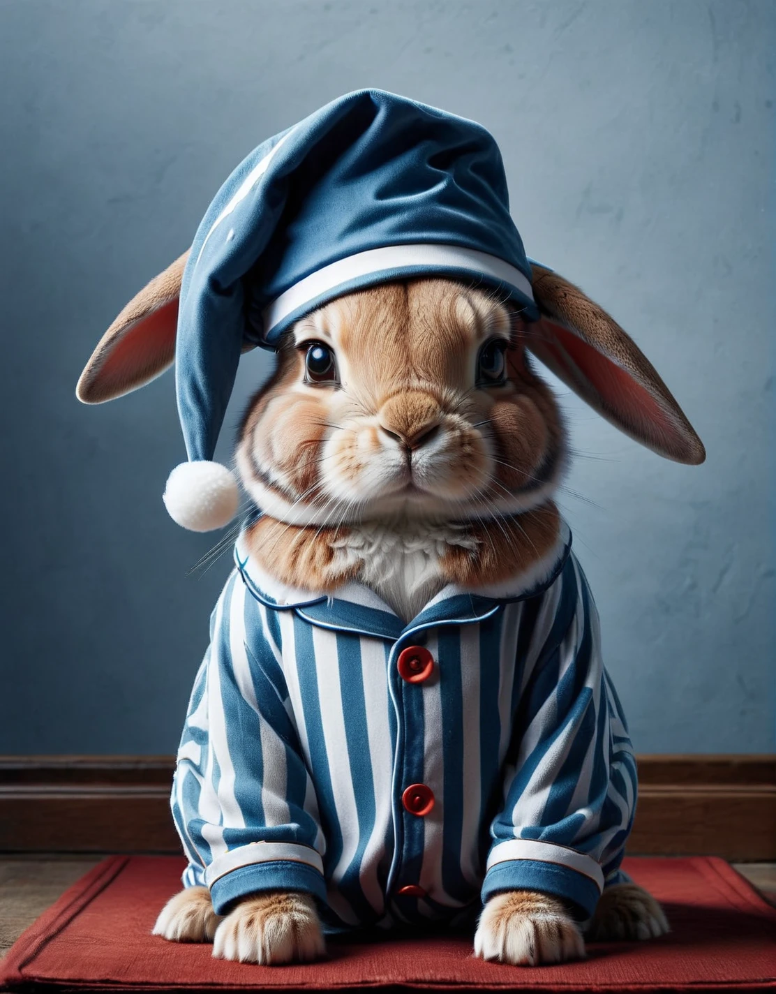 An ais-pyjms rabbit in a magician's hat <lora:ais-pyjms-sdxl:1>, masterpiece, uhd, 4k