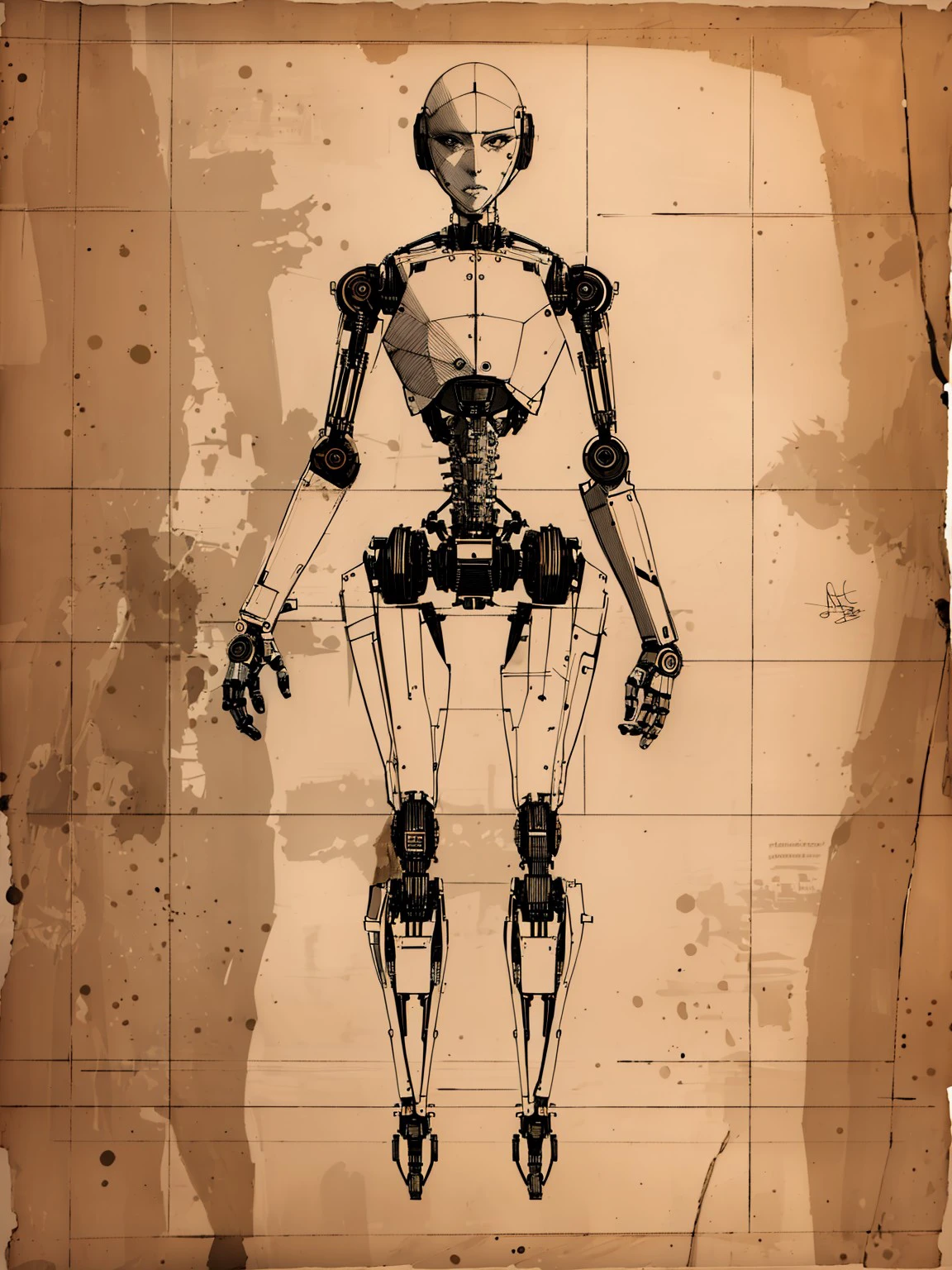 masterpiece, high quality,a drawing of female robot, pen sketch, <lora:J_ancient_sketch:0.8> j_ancient_sketch