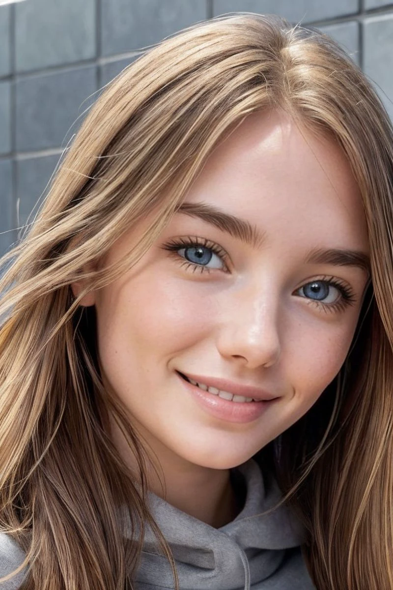 ultra photorealistic image of one cute European high school student, (having sex:1.4), (semen is splattered on her face:1.4), she has long straight blonde hair and light hazel eyes with luscious mascara and long eyelashes, (large 34C breasts:1.4), (15 years old:1.4), slim, slim oval face, nice smile, small gold hoop earrings, looking at camera, (facing camera:1.4), ultra-high resolution, (photorealistic: 1.4), high resolution, (finely detailed skin), (perfectly proportioned) (photo realistic) (masterpiece) (photorealistic), ultra realistic (Best Quality) (Detailed) photographed in a Canon EOS R5, 85mm Lens, F/2.8, (8K) (Wallpaper), focus on face,