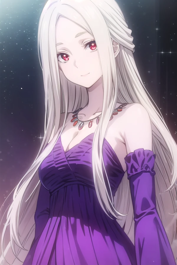 leonoranakiri, <lora:leonora nakiri s2-lora-nochekaiser:1>,
leonora nakiri, long hair, (red eyes:1.2), white hair, pale skin, (forehead:1.2), smile,
BREAK dress, cleavage, bare shoulders, jewelry, necklace, purple dress,
BREAK indoors,
BREAK looking at viewer, (cowboy shot:1.5),
BREAK <lyco:GoodHands-beta2:1>, (masterpiece:1.2), best quality, high resolution, unity 8k wallpaper, (illustration:0.8), (beautiful detailed eyes:1.6), extremely detailed face, perfect lighting, extremely detailed CG, (perfect hands, perfect anatomy),