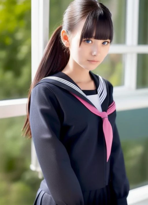 masterpiece,best quality,higher <lora:Japanese_school_uniform:1> ,black_school uniform, serafuku, looking at viewer, 1girl,(cardigan)