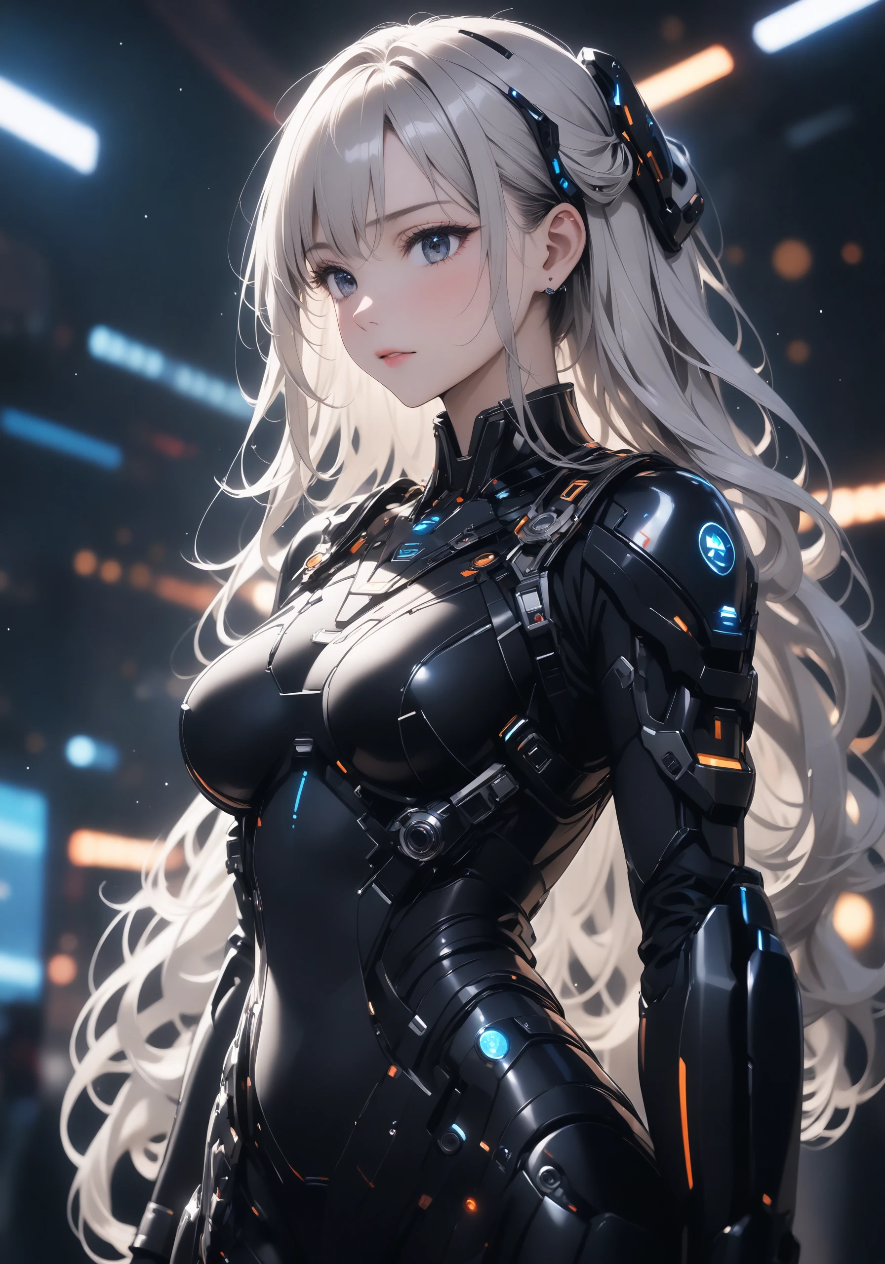 (masterpiece:1.2),(best quality:1.2),intricate details, , newest, ai-generated, dark theme, depth of field, bokeh, volumetric light,
1 soldier women, white long hair, futuristic space ship as background, wearing futuristic exoskeleton, futuristic instrumentation, embossing decoration on body, deep black trim on exoskeleton ,focus on upper body ,(sexy)