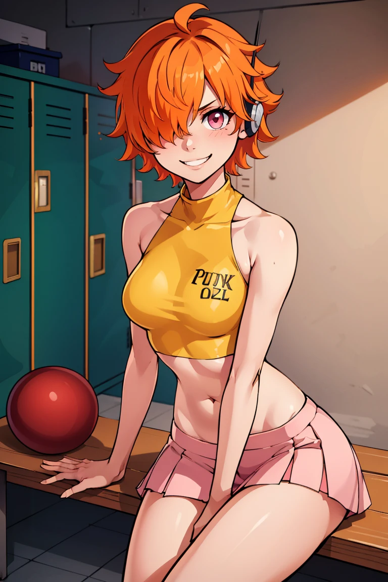 nsfw,(super fine illustration,8K CG wallpaper,best quality,extremely detailed,ultra high res,best aesthetic),(cowboy shot,from front),idolmaster, {{{hina araki}}}, (25yo, beautiful girl), (beautiful brown eyes),((beautiful orange hair)), ((short hair)), (((green rim glasses))), (wet hair), (wet skin), ((sweat)), ((steam)), (flat chests,large breasts), (tall), (slender), (((green and white cyber suit))), ((open clothes)), ((pubic orange hair:1.5)), ((on stage)), ((((spread legs)))),((spread pussy:1.3)),(open mouths), (a big smile), ((stick out tongue)),(feel good), (one eye closed),(blush),(singing),((have a microphone)),((headset)),(cum on body:1.1),(bule napoleon),ass,