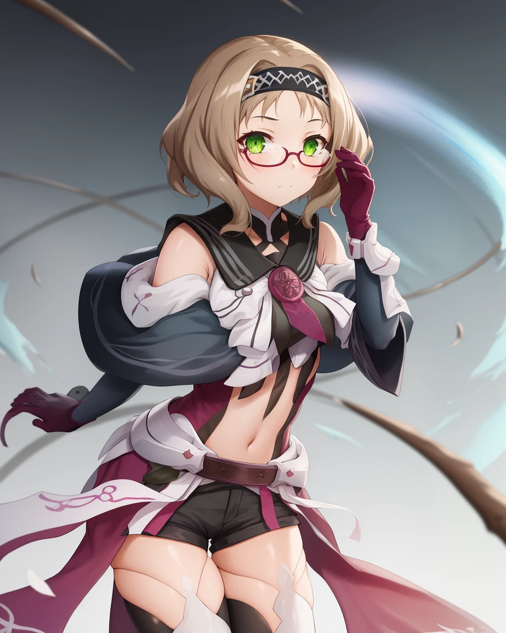Masterpiece, Best Quality, illustration, city, 1girl, Mordred \(fate\), collarbone, Detailed blond hair ponytail braid, green eyes,,navel,thigh-high, covered_pussy,flat_chest,long_sword,dangerousbeast,elbow_gloves,
,wolf_tail,wolf_ears,fang,happy,nihil,smile,spread_legs,claw_pose,armpits,open_mouth,angry,squat,bikini_bottoms,rise_hands,Highquality_hads,perfect_fingers,sweat,