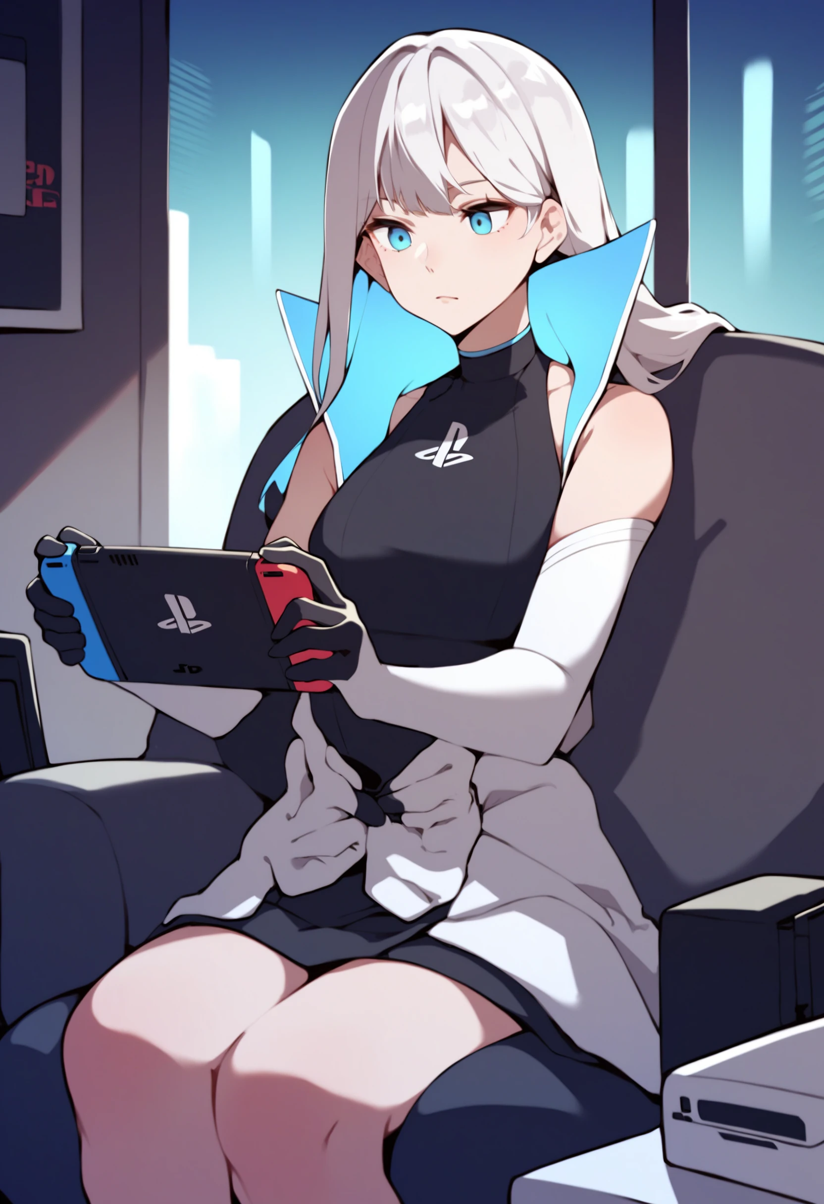 score_9, score_8_up, score_7_up, source_anime, 1girl, PSchan, cowboy shot,, <lora:PSchanXLPD-000009:1>, elbow gloves, bare shoulders, sleeveless, gloves, indoors, sitting, seat, handheld game console, holding handheld game console, game console, fun, :d,