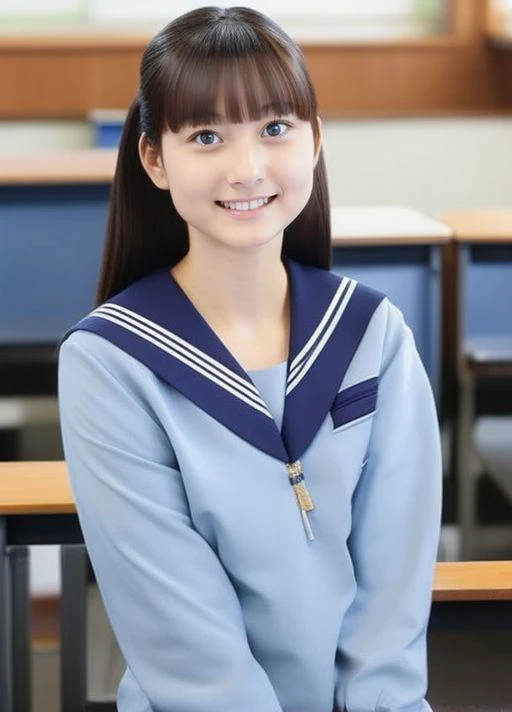 masterpiece,best quality,higher <lora:Japanese_school_uniform:1>, school uniform, serafuku, looking at viewer, 1girl,beatiful face,face focus,school,class room