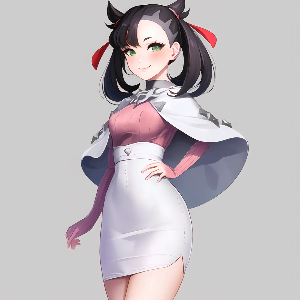 tmasterpiece、Need、1 female student、White cloth bun bun bun、Shoulder leakage、The chest is large、chubbiness、ssmile、Black suspender tights、lace leggings、pale pink lip、posing at school,(drenched all over the body),legs are open, solo, White polo shirt, looking at viewert, (Thigh thick:1.0),Yazawa Nico,red eyes, face flushed,Blunt hair,both hands on hip,greet,Flower headdress,