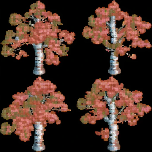<lora:0p3nRCT2_v6:1>, 0p3nRCT2 image, birch tree, asian, dark pink leaves, brown trunk, black background