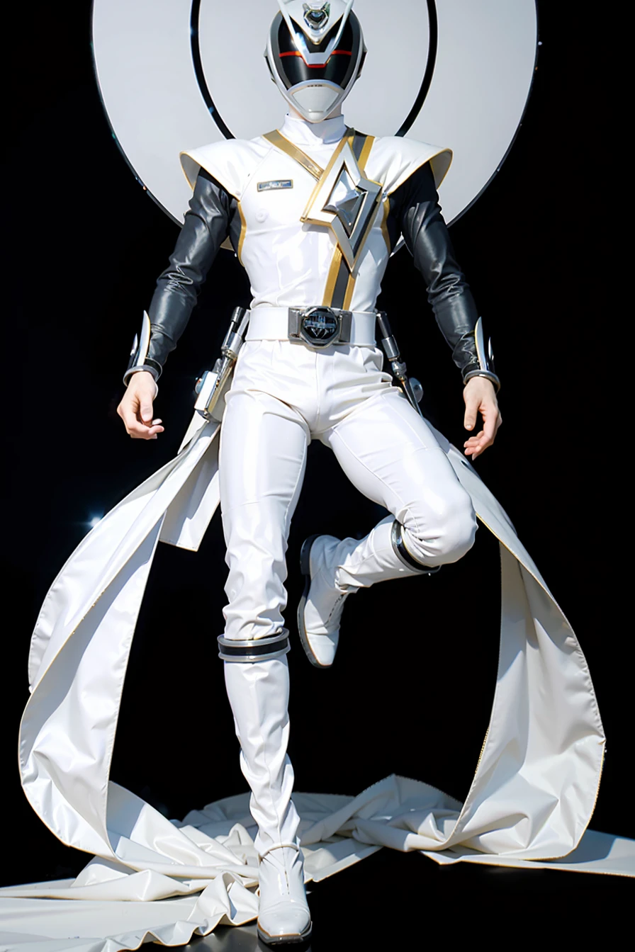 (masterpiece), best quality, perfect face, 1man, full body, white ranger, power ranger suit, SPD, <lora:SPD_BaseSuit-000008:0.9>