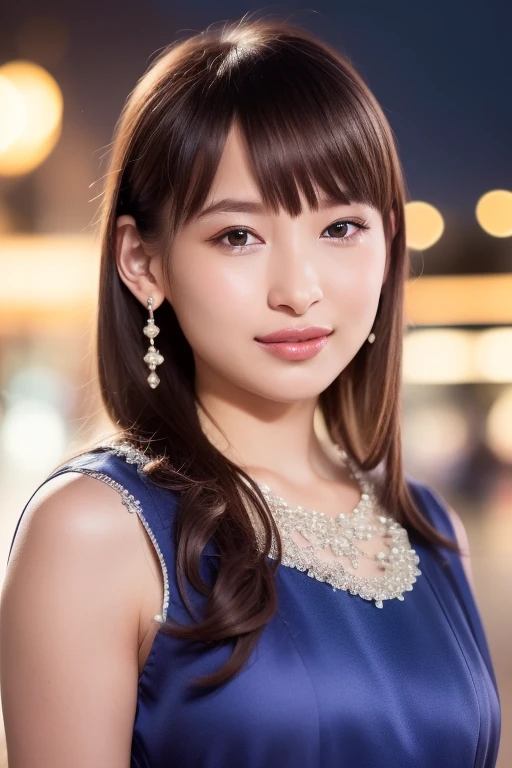 (Taking a picture from behind with a camera)、(Highest quality, 8K quality, masterpiece:1.3), (Ultra-high resolution, Photorealistic:1.4, RAW Photos), (Very detailed, Caustics, Detailed Background), (Ultra-Realistic Capture, Beautiful and detailed skin, Perfect Anatomy), (whole body), Fine dining restaurant terrace, Bright and very beautiful face, Younger, brighter, whiter skin, Best Looks, The most beautiful light blonde hair in the world, Thin Hair, Super long, silky straight hair, Shiny beautiful bangs, Shining, clear, big blue eyes, A very beautiful and adorable 16 year old, The most beautiful girls in the world, Elegant Dresses, Happy smile, Glass in hand、A scene where you are talking to friends, (My eyes are on the city), Various poses、looking at another