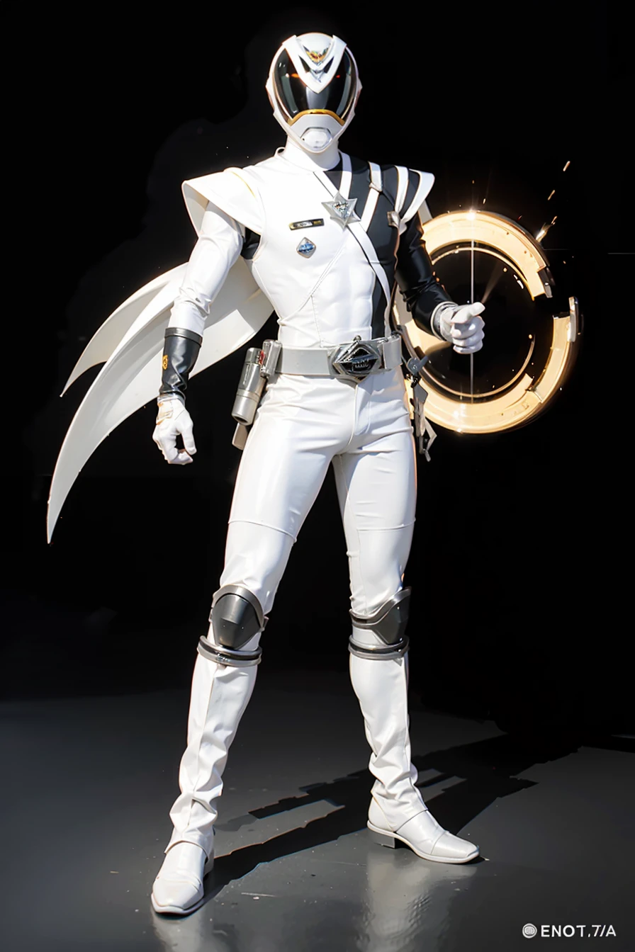 (masterpiece), best quality, perfect face, 1man, full body, white ranger, power ranger suit, SPD, power gloves,<lora:SPD_BaseSuit-000008:0.8>