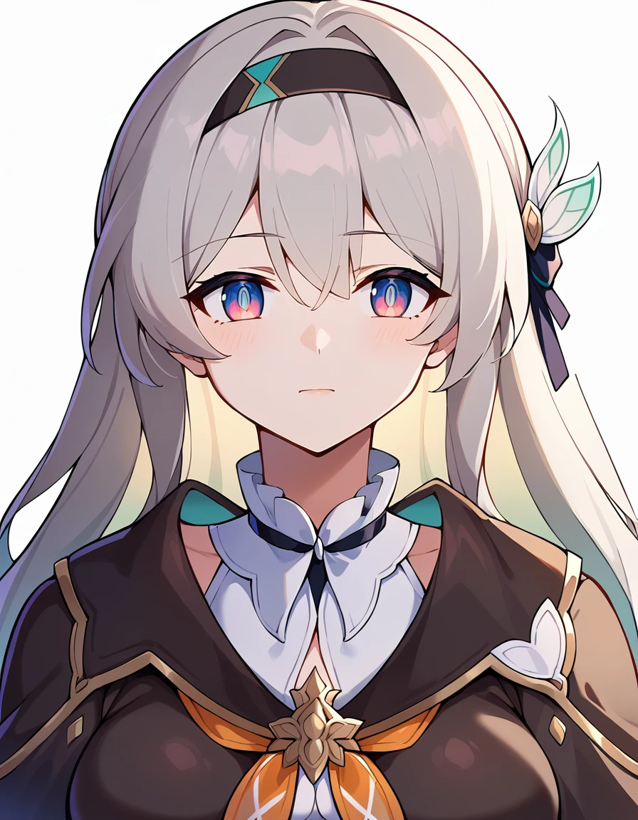 score_9, score_8_up, score_7_up, white background, simple background,
BREAK
source_anime,
BREAK
(1girl, solo, solo focus), fireflydef, jacket, dress, grey hair, 
 <lora:Firefly-v2.5.3-PDXL:1>