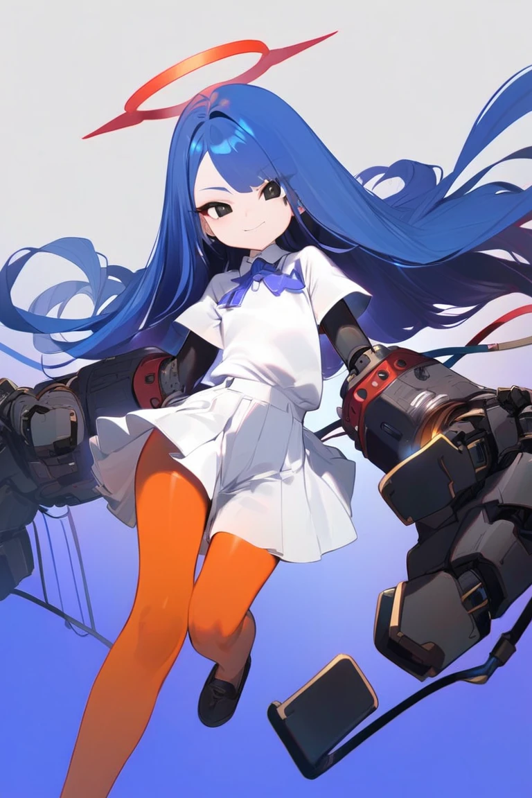 hazakailrea, 1girl,blue hair, red halo, black eyes, <lora:hazakailrea_xl:0.8>