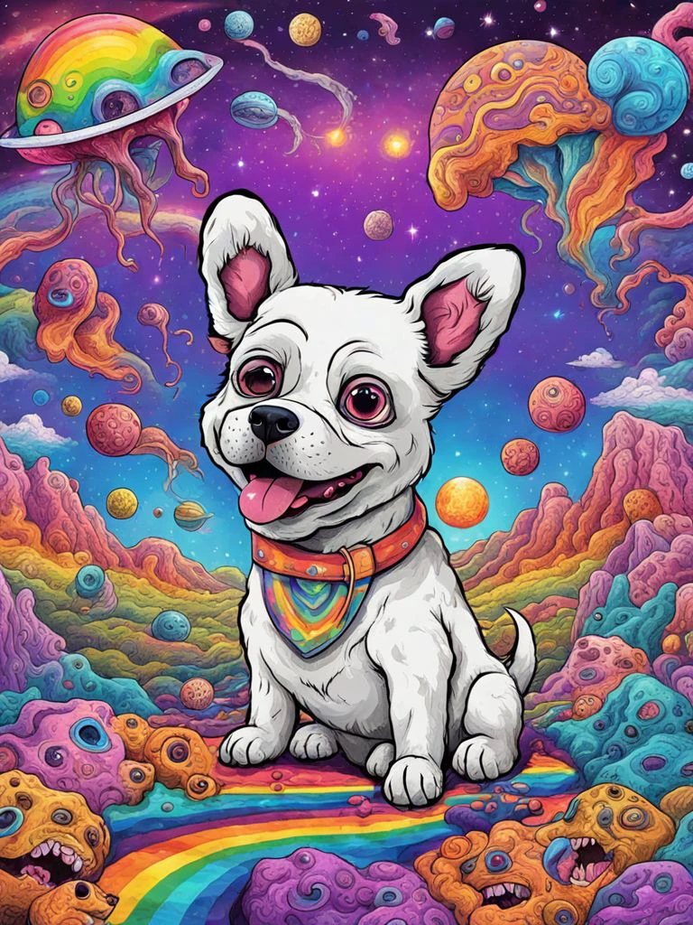 A cute dog in an LSD trip psychemelt style <lora:SDXL_Psychemelt_style_LoRA:0.8>