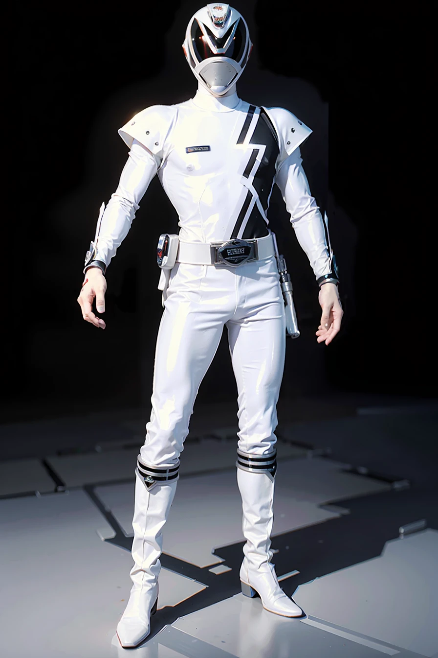 (masterpiece), best quality, perfect face, 1man, full body, white ranger, power ranger suit, SPD, <lora:SPD_BaseSuit-000008:0.9>