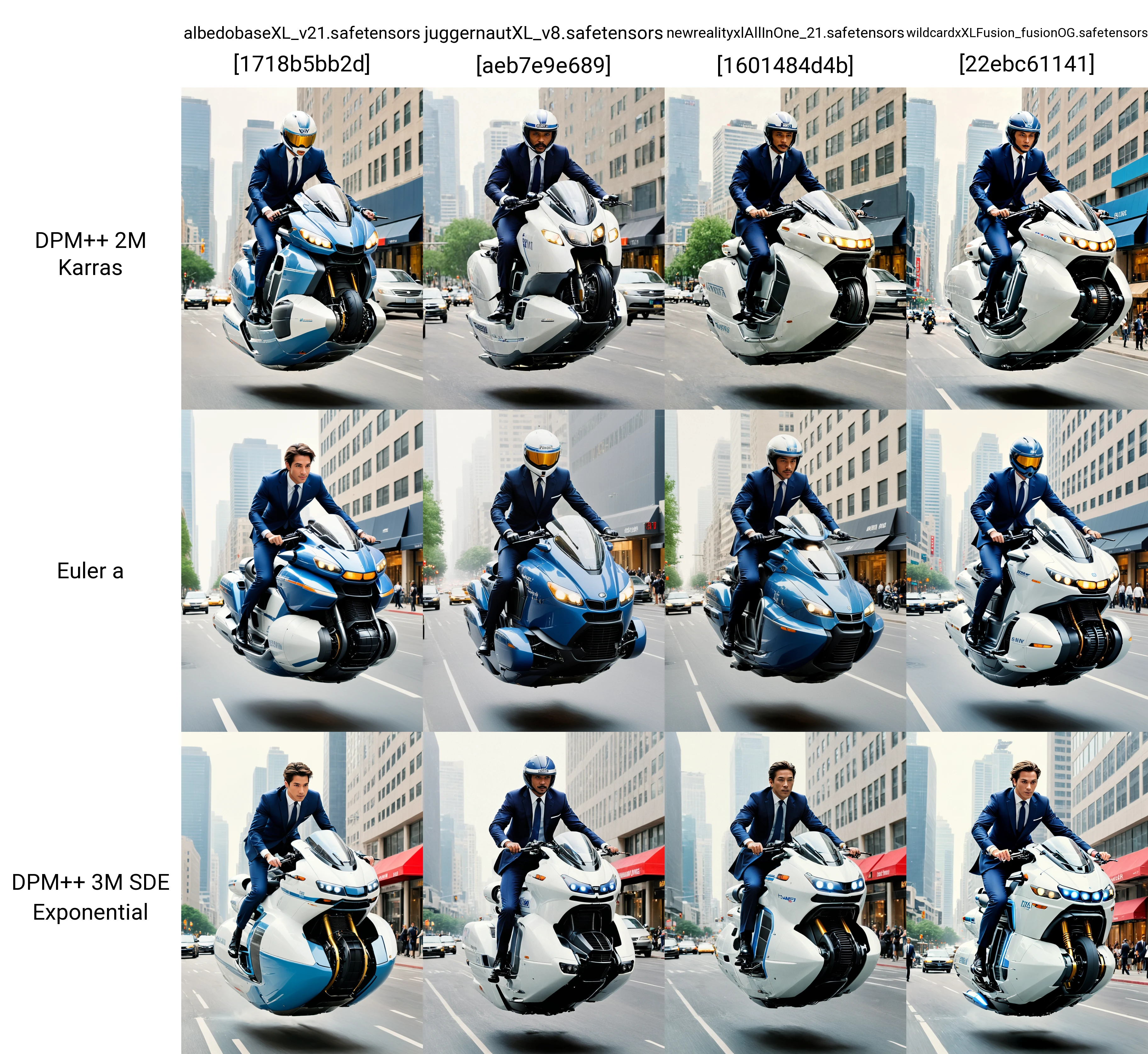 <lora:Hover_Bike:1.2> hover_bike, vehicle, pilot with a business suit, city streets, daylight, soft lighting, (no front wheels:1.2),