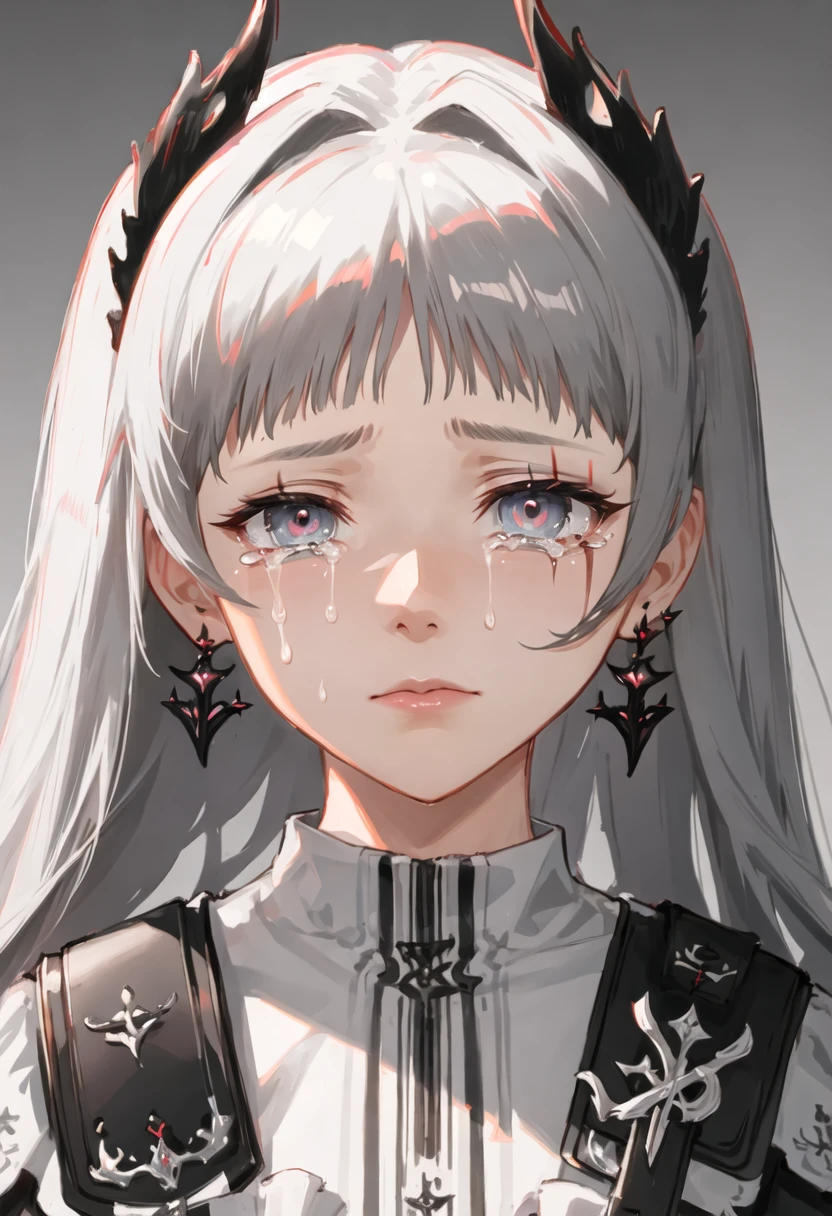 best quality, masterpiece, highres, solo, {irene_arknights:0.90}, crying, sobbing, tears, portrait, looking at viewer