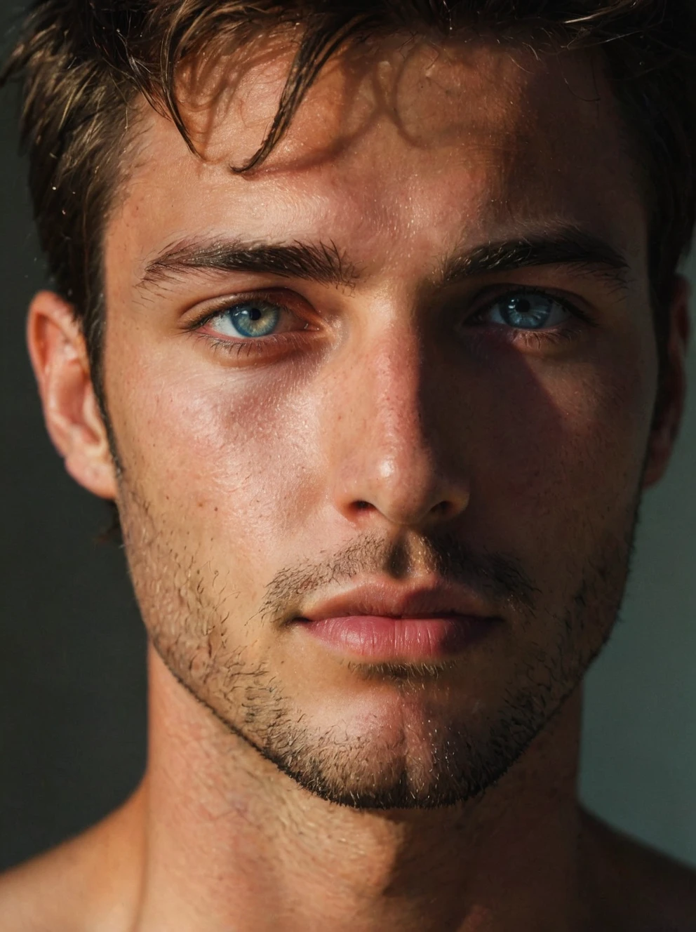 close up photo of a handsome man with clear eyes, light and shadows across his face <lora:amazing_portraits_xl_v1b:1.2>