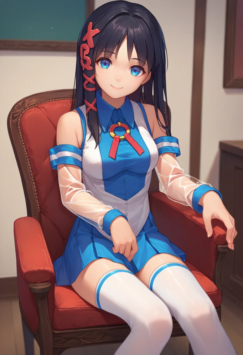 ((masterpiece, best quality)),very detailed, simple eyes,class room,1girl,(pantyhose),medium breasts,rinko shirokane , bangs, bare_shoulders, black_hair, slight worry , blue_bow, blue_dress, blue_flower, blue_rose, bow, dress, flower, hair_flower, hair_ornament, halterneck, long_hair, purple_eyes, purple_rose, rose,wrist_cuffs