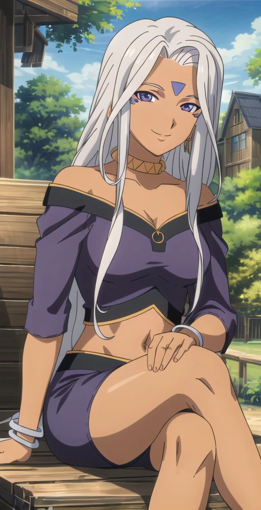 Urd, 1girl, solo, upper body, portrait, dark skin, seductive, purple color eyes, looking at viewer, smile, blushing, big breasts, nude, nipples, perfect quality, good quality, masterpiece, HDR, UHD
