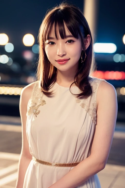 1girl,(RAW photo, best quality), (realistic, photo-realistic:1.4), masterpiece, an extremely delicate and beautiful, extremely detailed, 2k wallpaper, Amazing, finely detail, extremely detailed CG unity 8k wallpaper, ultra-detailed, highres, soft light, beautiful detailed girl, extremely detailed eyes and face, beautiful detailed nose, beautiful detailed eyes,cinematic lighting,perfect anatomy,slender body,smiling
city lights at night,at a train station in tokyo,(bokeh)
wearing pretty dress
<lora:nanjoyoshino_lora-000007:0.8>