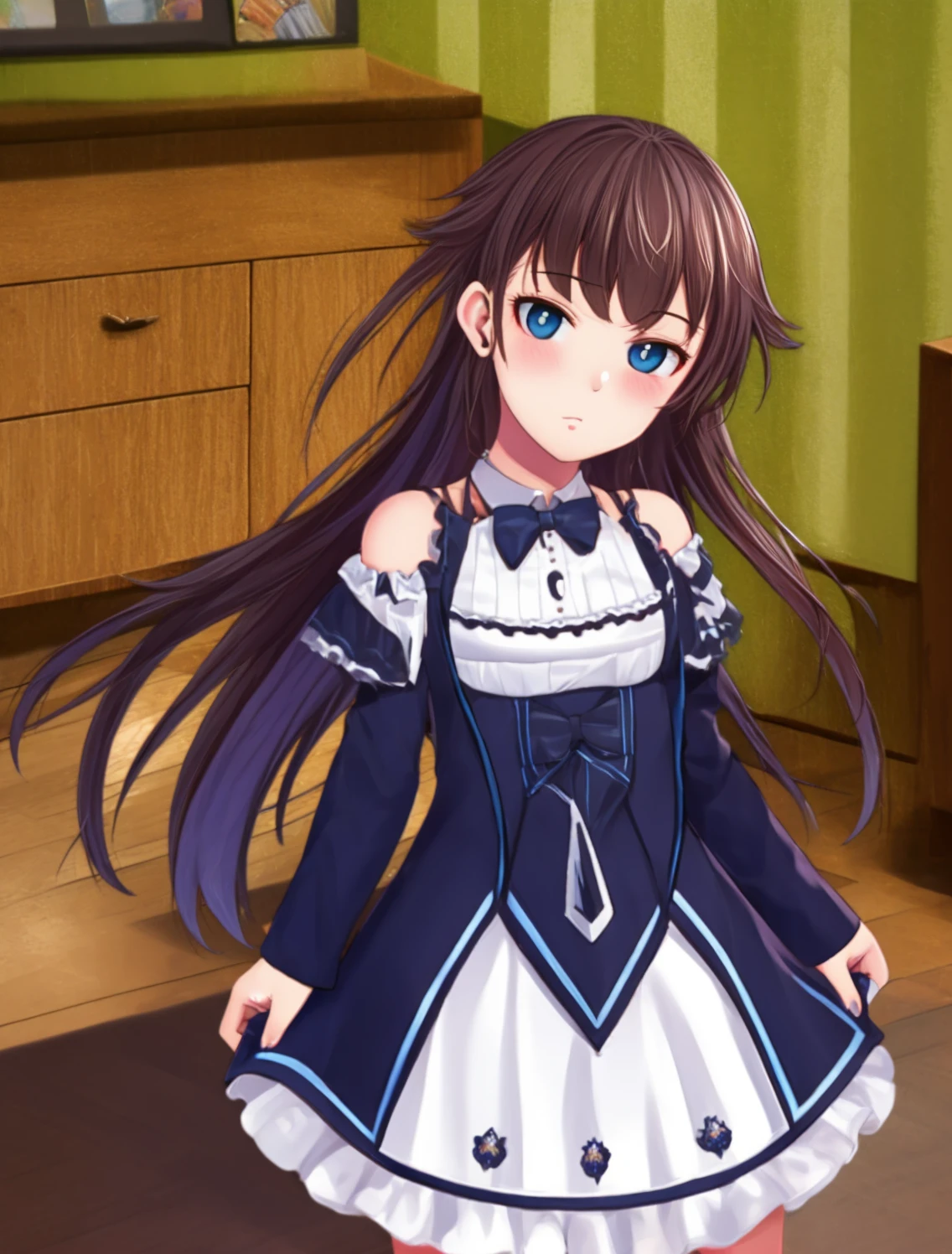 (Masterpiece, 4k, 8k, extremely detailed, highly detailed),,dynamic lighting, best quality, expressive eyes, perfeckt face, exited, (small breasts), ((erotic facial expression)) ,perfeckt hand, ((1girl)),long hair, brown hair, (brown eyes), two side up, (nude), spread legs, view_from_behinde,bend_over, wet pusy,