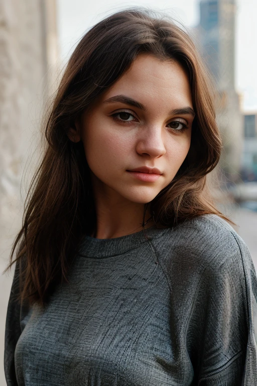 photo, m4r14d3m1n4, head shot, portrait, looking away, from side, simple background, brown hair, long hair, sweater, <lora:m4r14d3m1n4-09:1.2>, <lora:add_detail:0.5>
