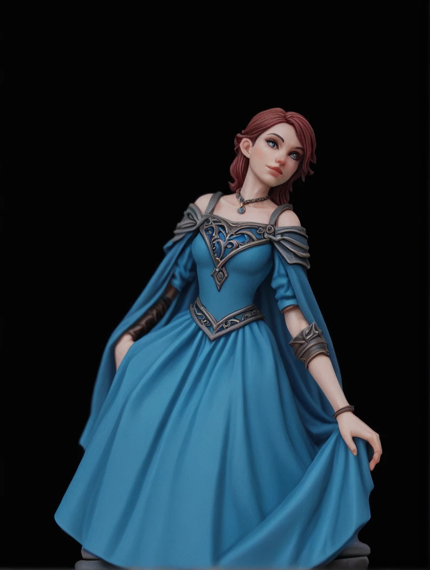 TabletopRay, tabletop miniature of a beautiful D&D princess, sitting on a kitchen table
