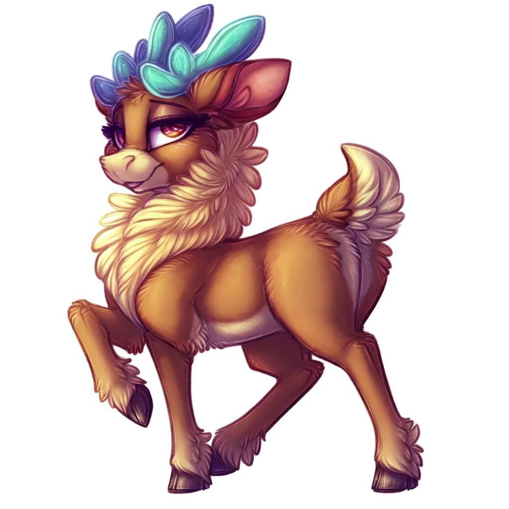 anthro,
female,
solo,
reindeer,
feral,
hooves,
white background,
random pose,
<lora:Velvet_FHerds-10:1> velvet_fherds, (best quality, good quality:1.4),
(by dimwitdog, by butterchalk, by 007delta),