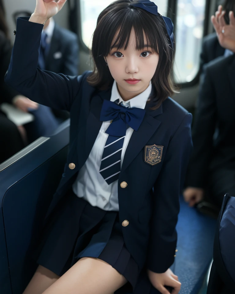 cinematic photo cinematic photo,perfect lighting,masterpiece,best quality, <lora:riccco_v1:0.8>, (riccco9:1.3),cute young woman,solo,1girl,(perfect eyes, highly detailed skin,sitting in public train, window,view from above:1.3), <lora:jkuniform:0.7>
(JK_suit),(JK_shirt),JK_style,(dark blue JK_skirt) ,(bow JK_tie), 35mm photograph, film, bokeh, professional, 4k, highly detailed