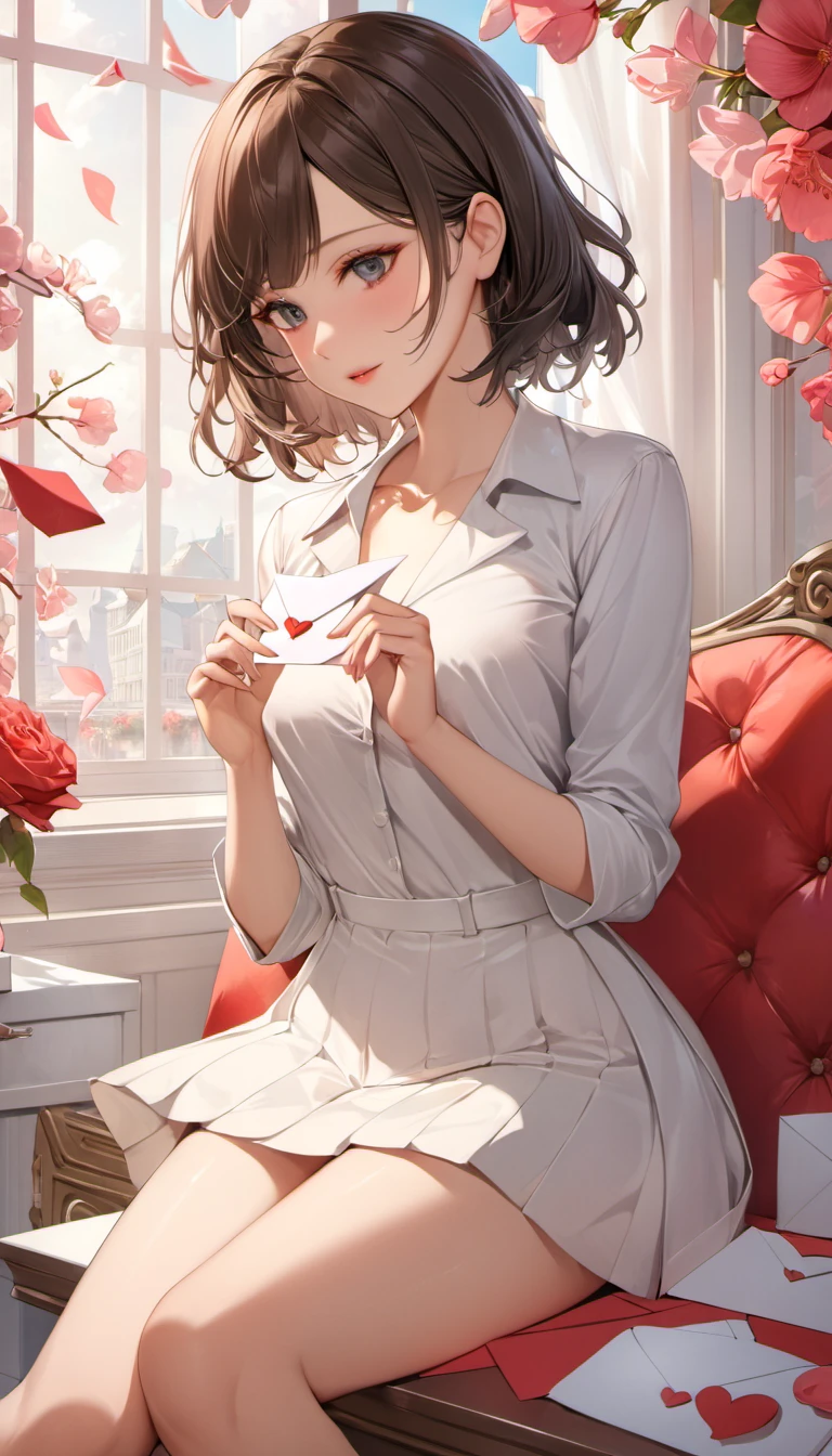 1girl, love letter, detailed background, masterpiece, best quality, high quality, absurdres