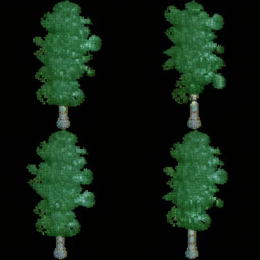 <lora:0p3nRCT2_v6:1>, 0p3nRCT2 image, birch tree, dark green leaves, brown trunk, black background