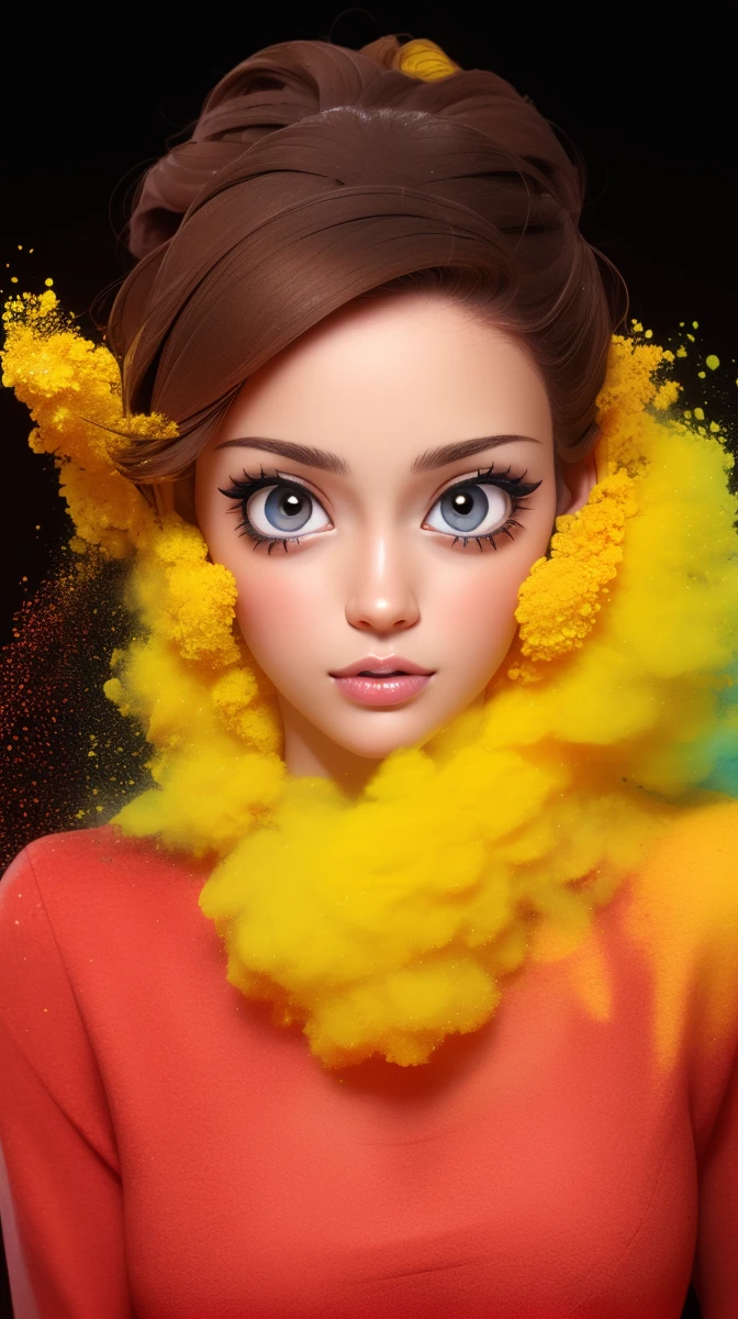 <lora:Sexy-Ecuadorian:1> black straight hair, ((dark brown eyes)), full lips, yellow powder, deep blue powder and red powder splashes on background, high quality photography, <lora:powder_v1.0:1>