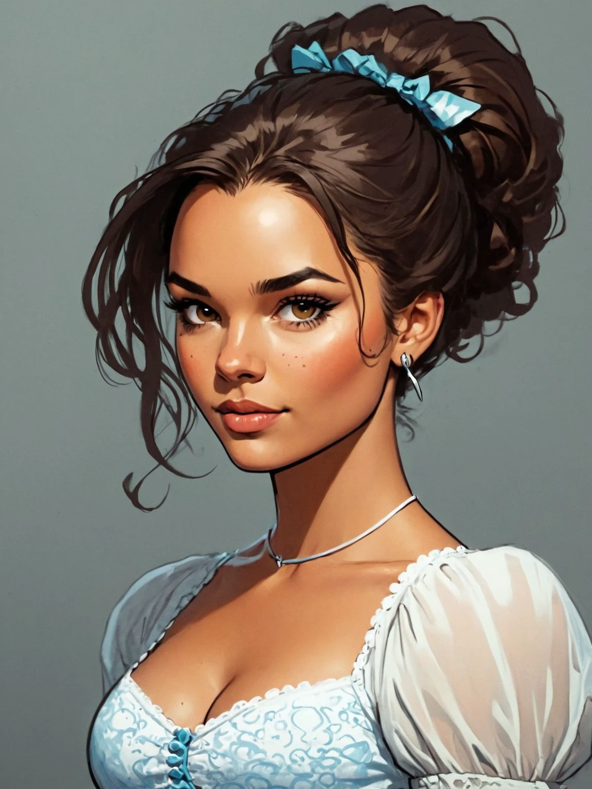 <lora:Regency_Period:0.7> <lora:CuteCartoonRedmond-CuteCartoon-CuteCartoonAF:0.5> <lora:ComicBookStyleSDXL:0.5> ink line art, [art by [Ilya Kuvshinov:Skottie Young:4], comic by Ross Tran and [Paul Gauguin|Eugne Delacroix], art by Pixar, cute cartoon, cutecartoonaf, insanely high detail, epic, amazing, intricate, pores, skin texture, [alicia vikander|adriana lima] wearing regency period dress:art by Skottie Young, pores, skin texture:12]