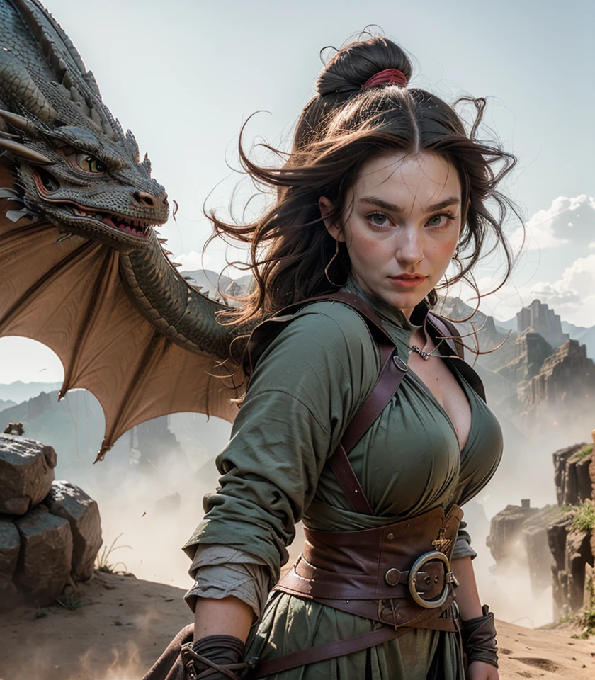 (dragon:1.4), dynamic angle, dynamic pose, perspective, foreshortening, undercut, j3nn1f3r8ti4a with dark hair and glowing pupils, solo, detailed face, covered in dirt, wearing rags, torn dress, escaped from a dungeon and now wanders in a grey wasteland, Lord of the Rings, Tolkien, Hillmen, Dunlending, a huge dragon head in background, (medium shot)
<lora:wuxia2:0.8> wuxia, (smile:0.4), western clothes, vibrant