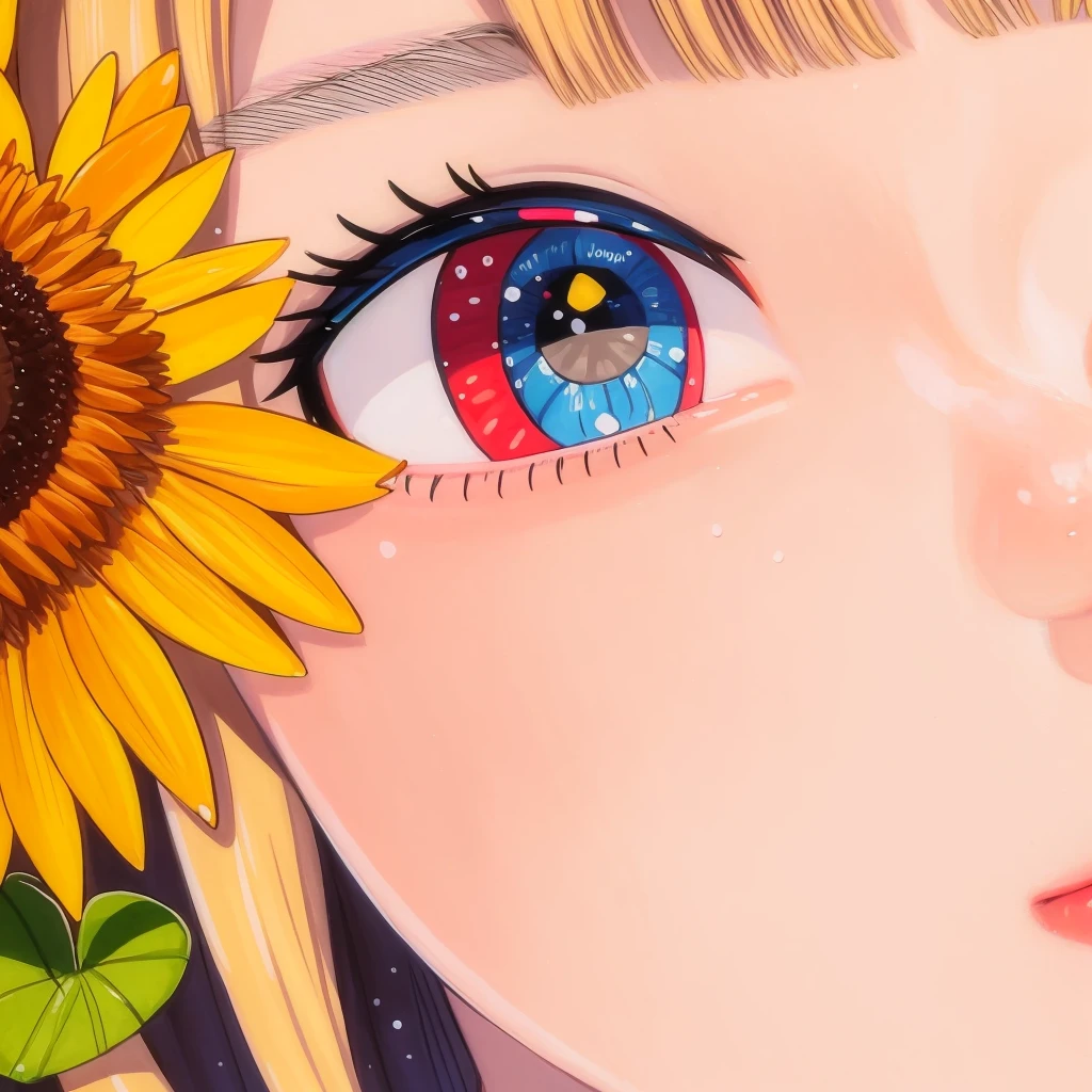 tatumiserao \(Artist)\,tatumiserao Style,@tatumiserao,Chisato Tatumi \(Artist\),@chisatotatsumi,å·½åæ²é½ \(è¸è¡å®¶\),å·½åæ²é½ - ã¹ã¿ã¤ã«,masterpiece, 1girl, ((portrait shot)), detailed face+blue eyes:1.5, nose, blonde hair, blunt bangs, eyeliner, closed mouth, looking at viewer, long hair, sun dress, background: field of sunflowers, sunrise, solo, upper body,<lora:tatumiserao | Chisato Tatumi | å·½åæ²é½ - Style:1>