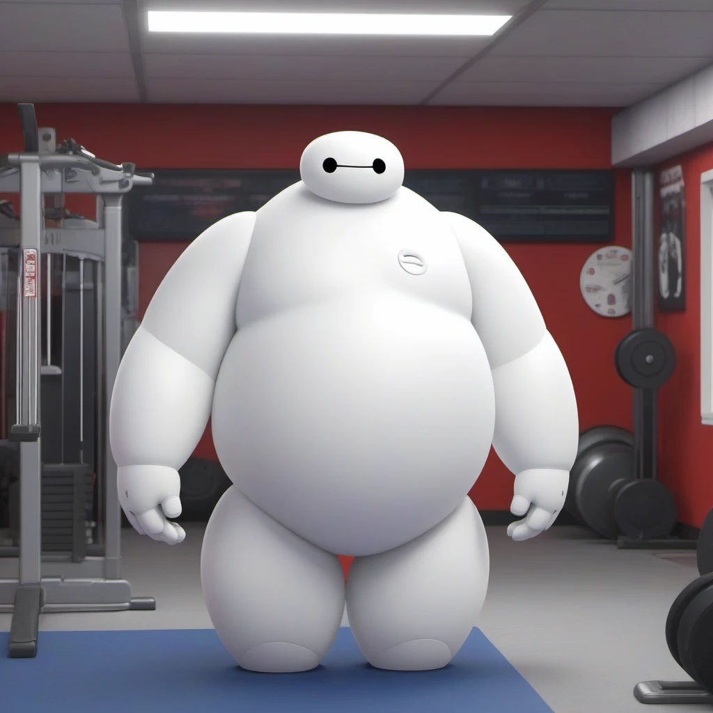 Baymax1024 very muscular, in a gym <lora:Baymax1024-000540:0.4>