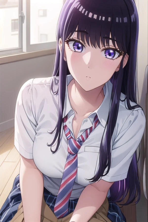 akiratachibana, <lora:akira tachibana s1-lora-nochekaiser:1>,
akira tachibana, long hair, black hair, (purple eyes:1.1),
BREAK skirt, shirt, school uniform, white shirt, pleated skirt, necktie, shoes, socks, striped, miniskirt, sweater, blue skirt, kneehighs, cardigan, black socks, loafers, sleeves rolled up, clothes around waist, striped necktie, jacket around waist, sweater around waist,
BREAK indoors, classroom,
BREAK looking at viewer, (cowboy shot:1.5),
BREAK <lyco:GoodHands-beta2:1>, (masterpiece:1.2), best quality, high resolution, unity 8k wallpaper, (illustration:0.8), (beautiful detailed eyes:1.6), extremely detailed face, perfect lighting, extremely detailed CG, (perfect hands, perfect anatomy),