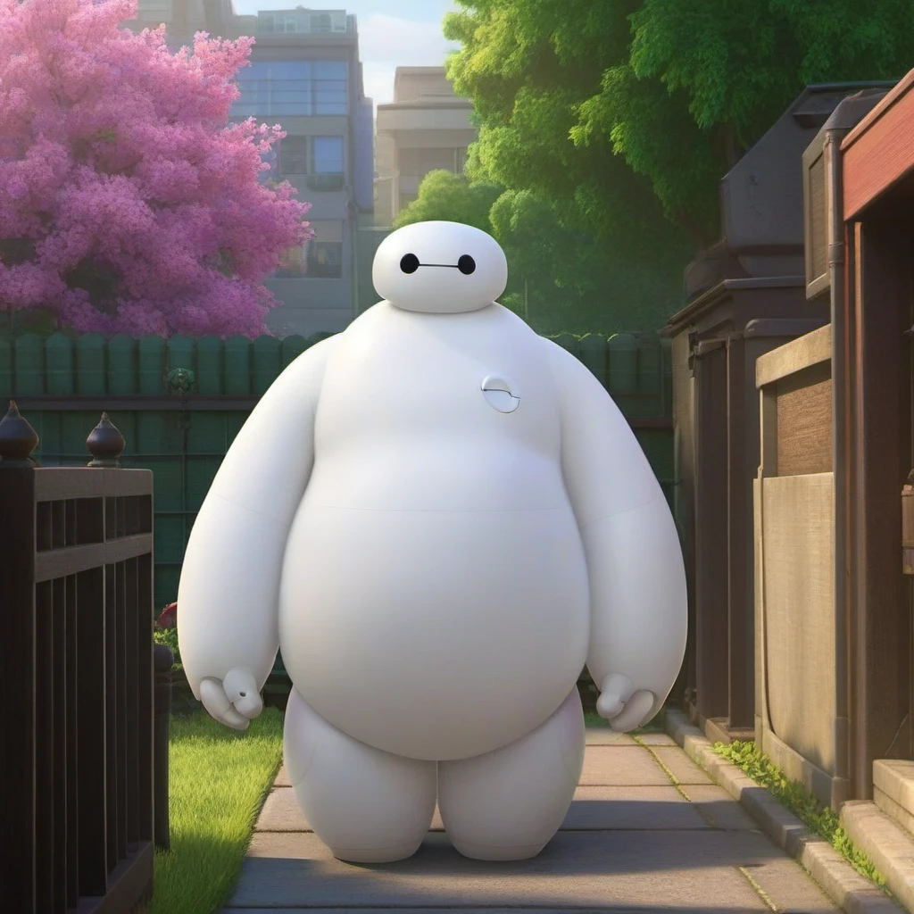 Baymax1024 in a garden, house, city<lora:Baymax1024-000540:0.8>