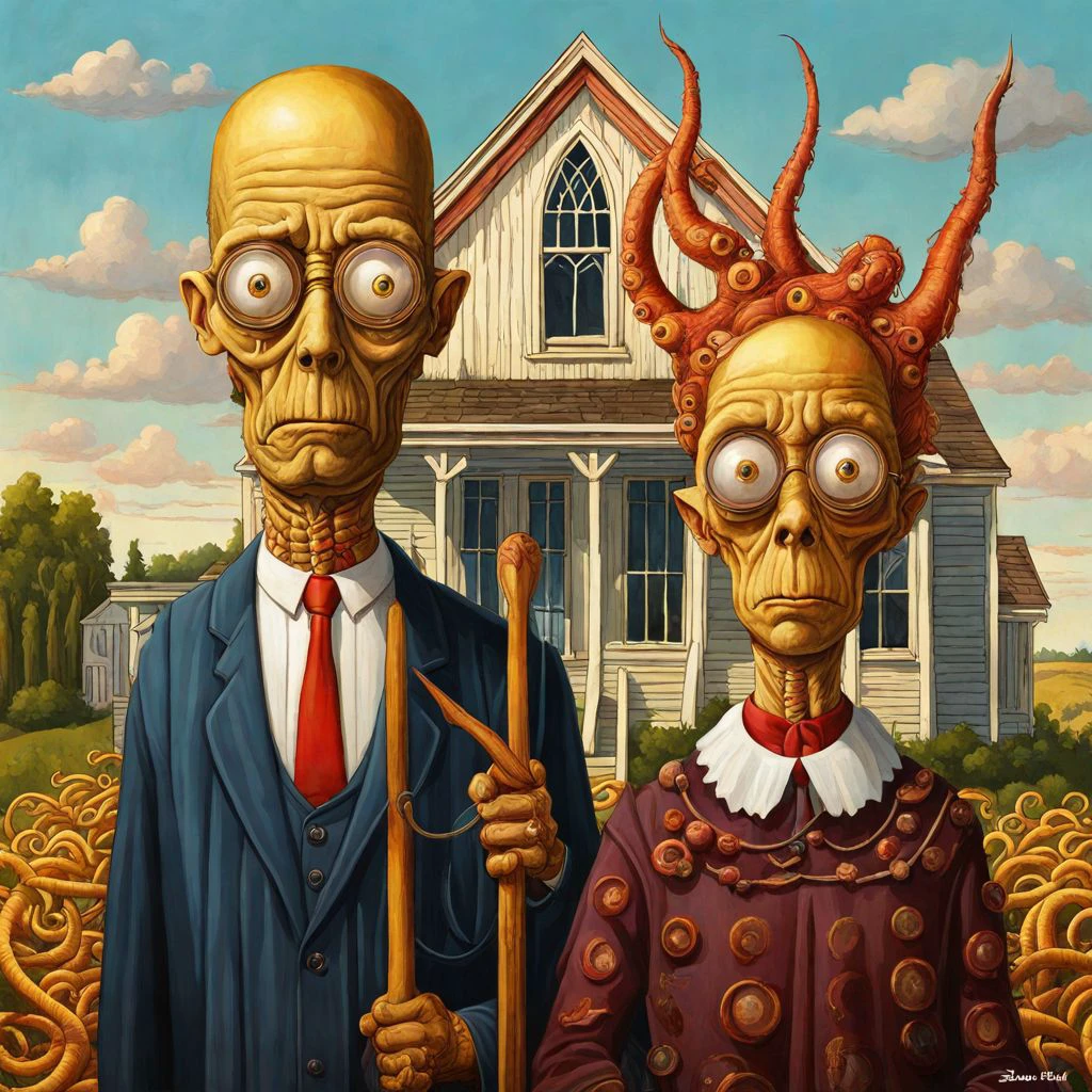 American gothic but the old gods are rising <lora:Old_gods_rising_SDXL:0.8>