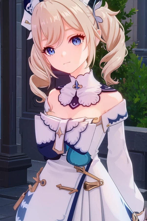 genshinbarbara, <lora:genshin barbara ingame-lora-nochekaiser:1>,
barbara, long hair, bangs, blue eyes, blonde hair, hair between eyes, twintails, sidelocks, drill hair, light brown hair, twin drills, smile,
BREAK long sleeves, hat, dress, bow, detached sleeves, white dress, detached collar, vision \(genshin impact\),
BREAK outdoors,
BREAK looking at viewer, (cowboy shot:1.5),
BREAK <lyco:GoodHands-beta2:1>, (masterpiece:1.2), best quality, high resolution, unity 8k wallpaper, (illustration:0.8), (beautiful detailed eyes:1.6), extremely detailed face, perfect lighting, extremely detailed CG, (perfect hands, perfect anatomy),